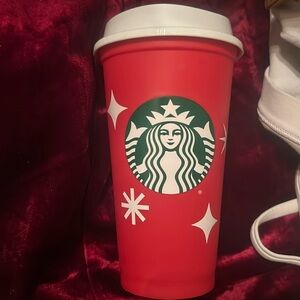 FREE**STARBUCKS Red 12 oz REUSABLE Cup w/Lid